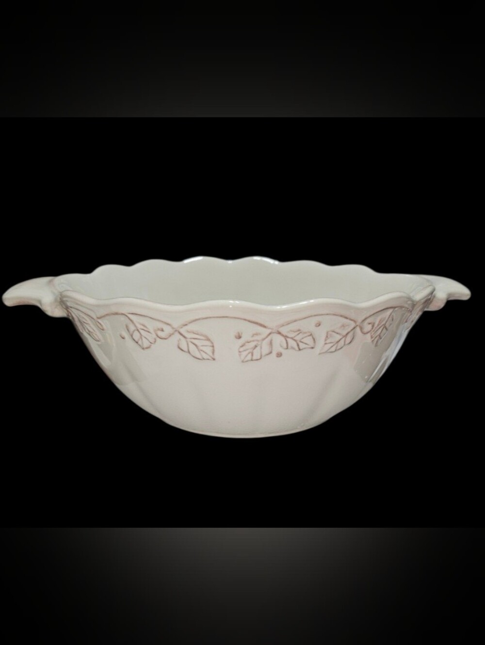 8" Longaberger Vintage Vine Cream by Longaberger Round Vegetable Bowl
